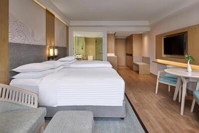 Phuket Marriott Resort & Spa, Merlin Beach - Larger Guest Room, 2 Doubles, Ocean View, Beach Front Access, Terrace